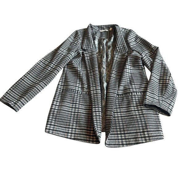 Soft Surroundings Open Front Blazer Jacket Plaid Soft Fabric Size Medium NWOT - Picture 1 of 13